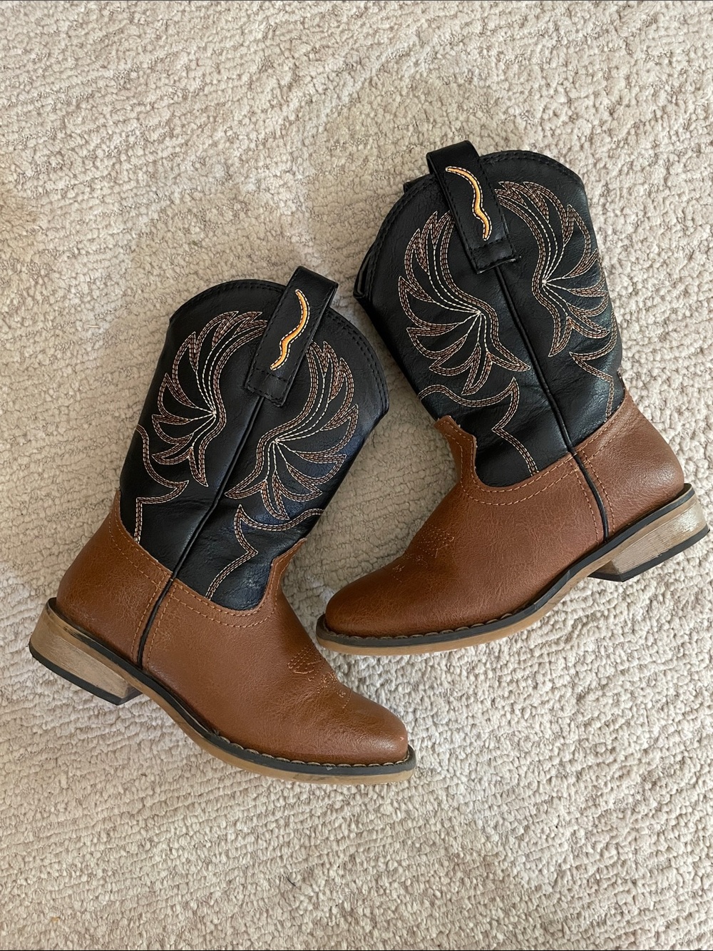 Kids Two-Tone Brown and Black Western Cowboy Boots